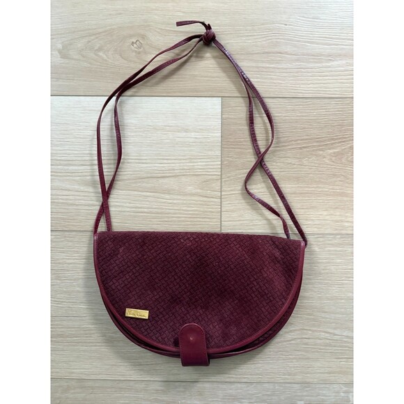 Pierre Cardin Handbags - Pierre Cardin Burgundy Wine Leather & Suede Crossbody Bag Vintage Flap Style